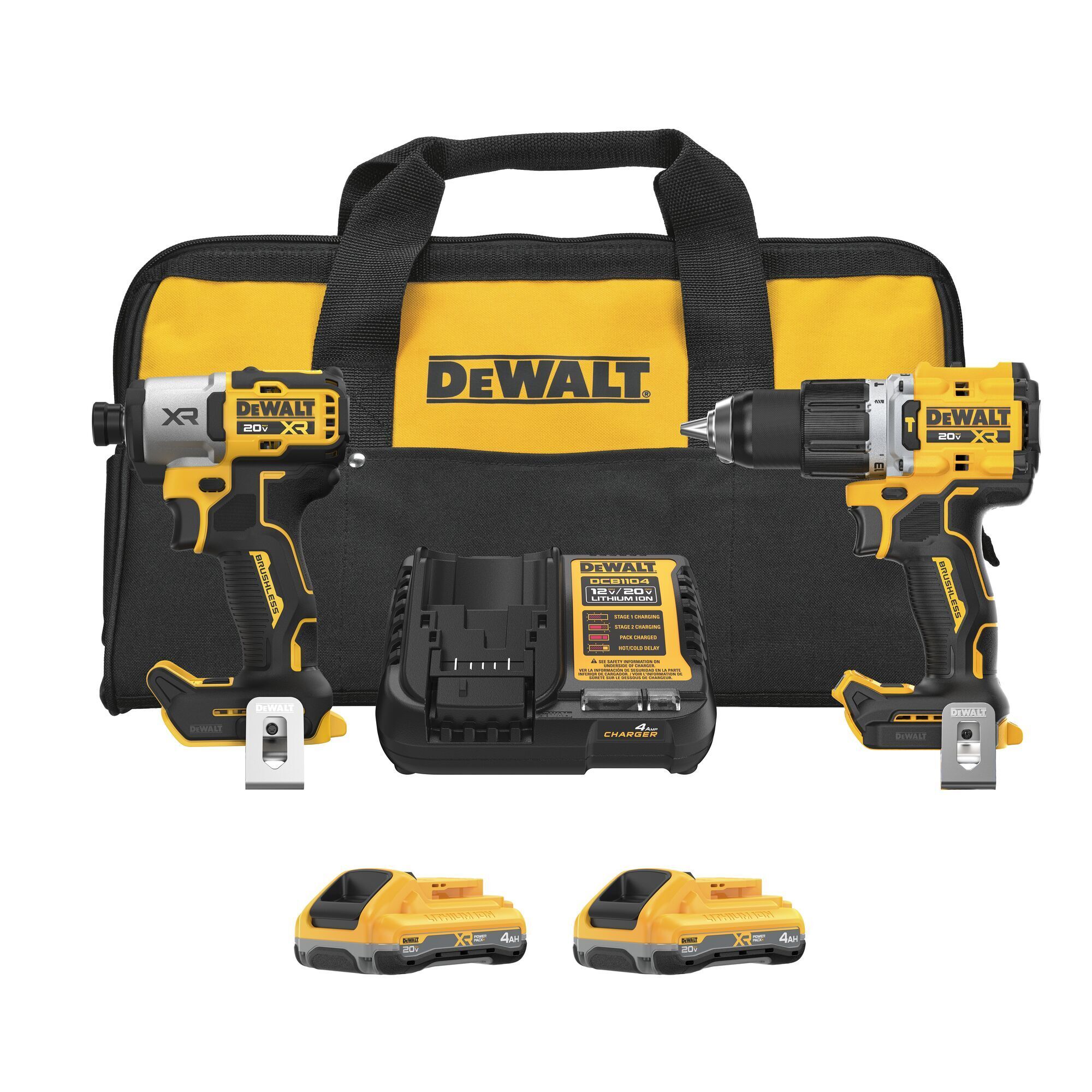 DEWALT 20 Volt MAX XR Hammer Drill & Impact Driver Combo Kit, 2-Tool, 2-Speed Hammer Drill, 2 POWERPACK Batteries, Model# DCK250QQ2